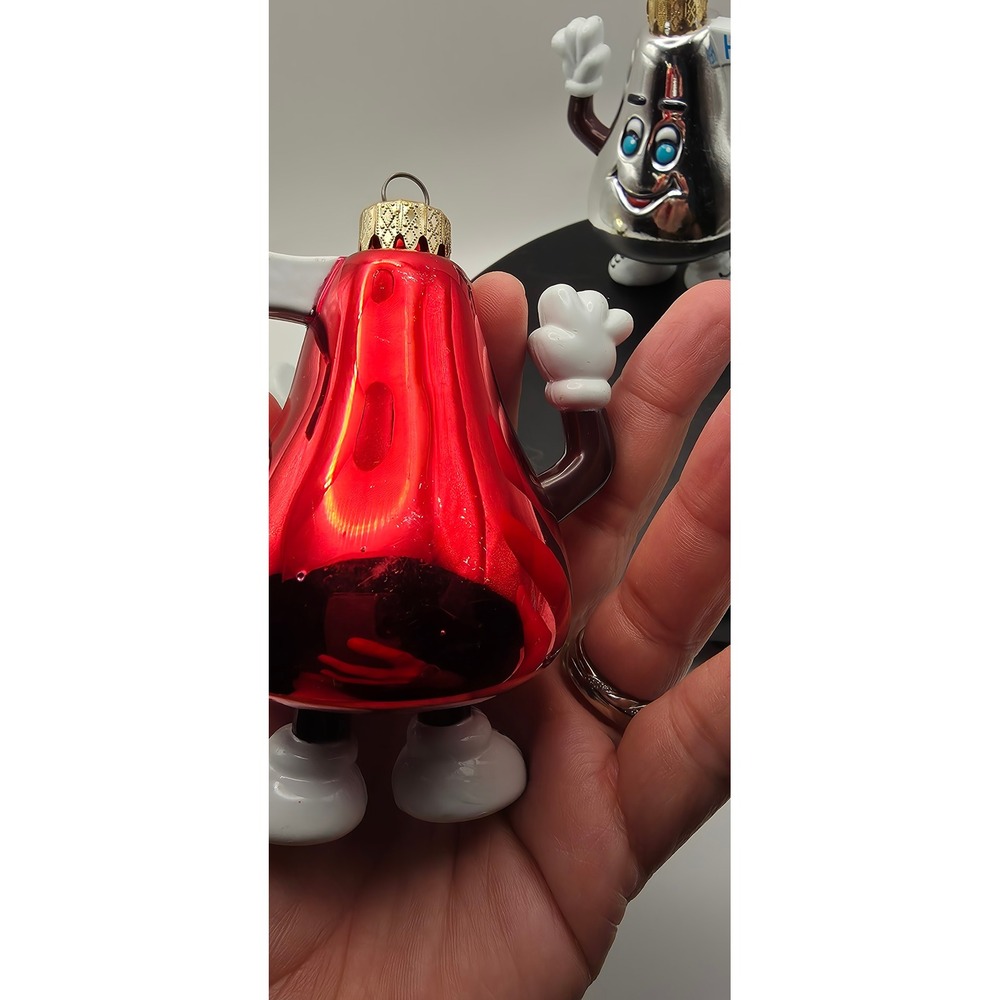 Hershey's Kisses Character Christmas Ornaments Set of 3 Red Gold Silver Metallic - Picture 7 of 9